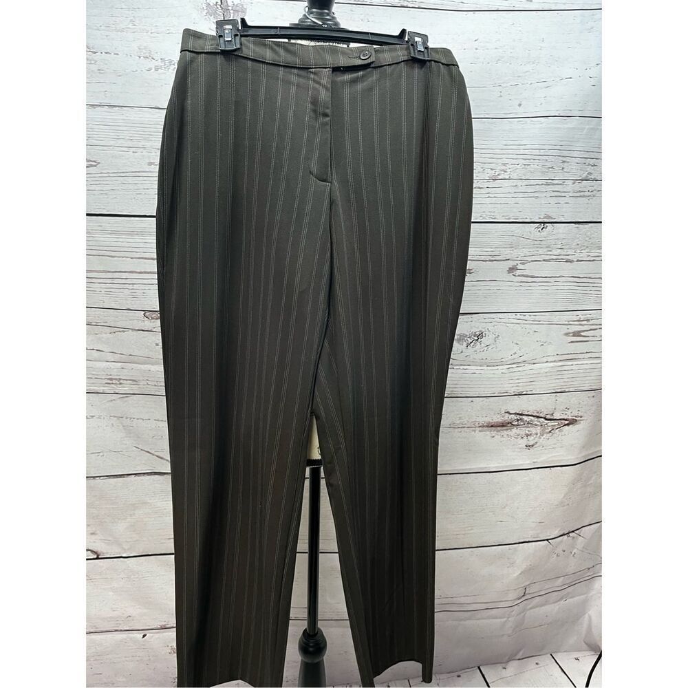 Haggar Womens Pinstripe Dress‎ Pants Grey Black Straight Leg Size 10 Average